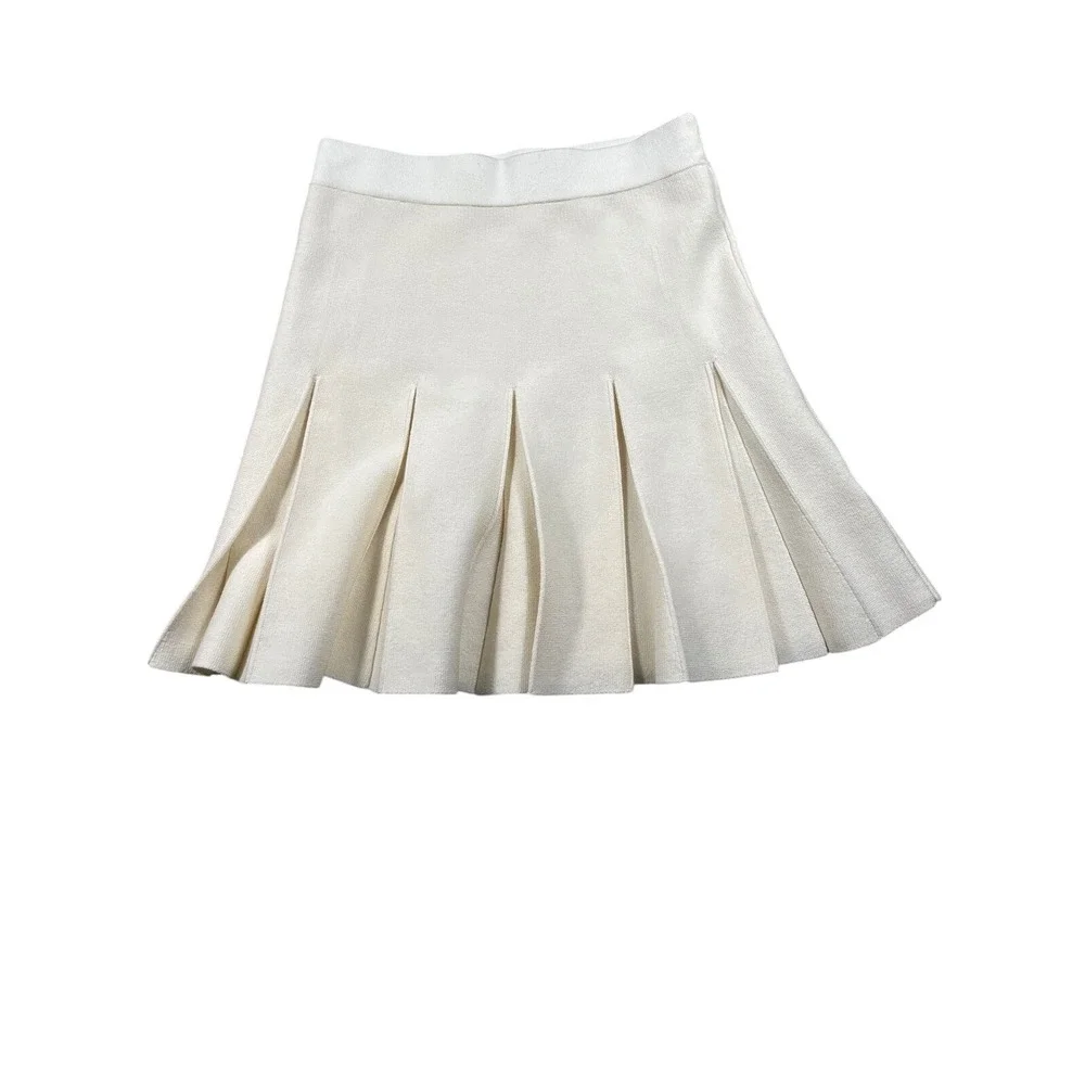 ASTR The Label XS Ivory Pleated Knit Mini Skirt Tennis Preppy Old Money